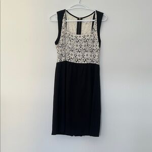 Chic Black and White Lace Mini Dress